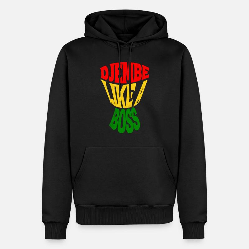 Djembé heureux comme un chef Typographie de tambour africain - Sweat à capuche Premium bio Homme - noir