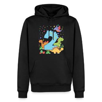 Herd of cute dinosaurs 2nd birthday 2 - Men’s Premium Organic Hoodie - black - Front - Nico (187cm)