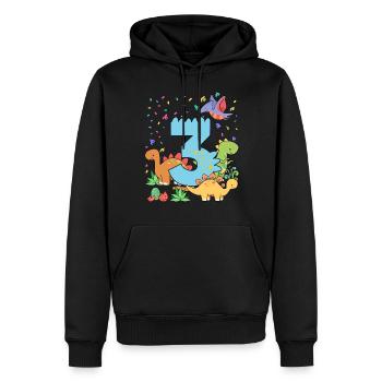 Troupeau de dinosaures mignons 3ème anniversaire 3 - Sweat à capuche Premium bio Homme - noir - Devant - Nico (187cm)