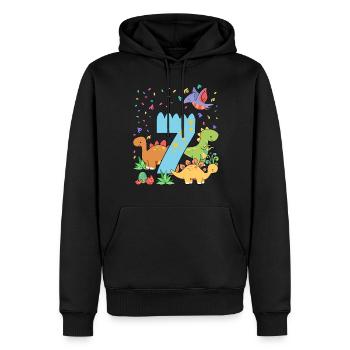 Troupeau de dinosaures mignons 7ème anniversaire 7 - Sweat à capuche Premium bio Homme - noir - Devant - Nico (187cm)