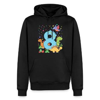 Herde Von Niedlichen Dinosauriern 8. Geburtstag 8 - Männer Premium Bio Hoodie - Schwarz - Vorne - Nico (187cm)