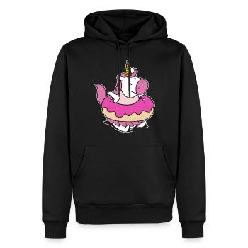 Regenbogen Einhorn Schwimmer Floaty Donut - Männer Premium Bio Hoodie - Schwarz - Vorne - Nico (187cm)