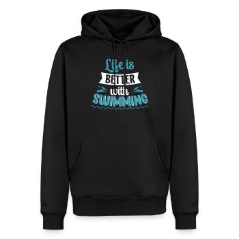 La vie est plus belle avec un sportif de natation - Sweat à capuche Premium bio Homme - noir - Devant - Nico (187cm)
