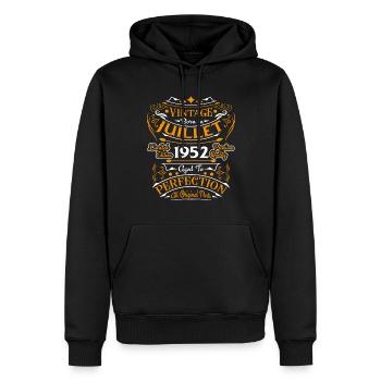 Vintage Juillet 1952 Rétro cadeau anniversaire - Sweat à capuche Premium bio Homme - noir - Devant - Nico (187cm)
