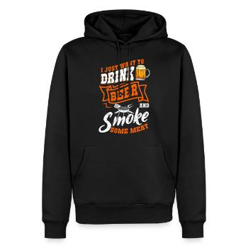 Je veux boire de la bière et fumer de la viande grillée - Sweat à capuche Premium bio Homme - noir - Devant - Nico (187cm)