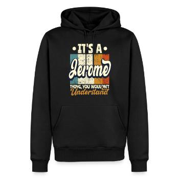 Name Jerome Geschenk Geburtstag Spruch - Männer Premium Bio Hoodie - Schwarz - Vorne - Nico (187cm)