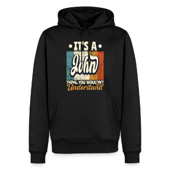 Nom John Gift Citation d’anniversaire - Sweat à capuche Premium bio Homme - noir - Devant - Nico (187cm)