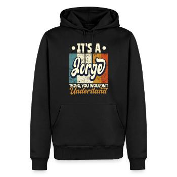 Name Jorge Geschenk Geburtstag Spruch - Männer Premium Bio Hoodie - Schwarz - Vorne - Nico (187cm)