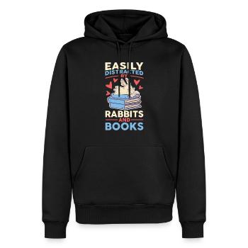 Easily distracted by Rabbits & Books Reading Rabbit - Men’s Premium Organic Hoodie - black - Front - Nico (187cm)