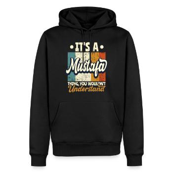 Name Mustafa Geschenk Geburtstag Spruch - Männer Premium Bio Hoodie - Schwarz - Vorne - Nico (187cm)