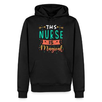 Cadeau infirmière - Sweat à capuche Premium bio Homme - noir - Devant - Nico (187cm)