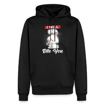 Rabbit Ich will dich beißen - Männer Premium Bio Hoodie - Schwarz - Vorne - Nico (187cm)