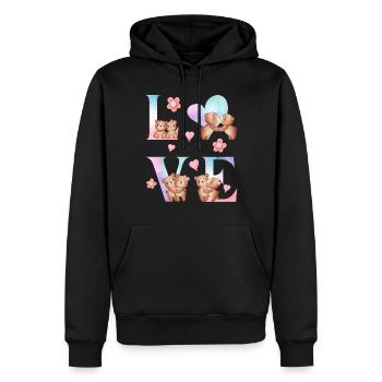 BEARY AMOUREUX - Sweat à capuche Premium bio Homme - noir - Devant - Nico (187cm)