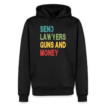 Send Lawyers Guns and Money - Men’s Premium Organic Hoodie - black - Front - Nico (187cm)
