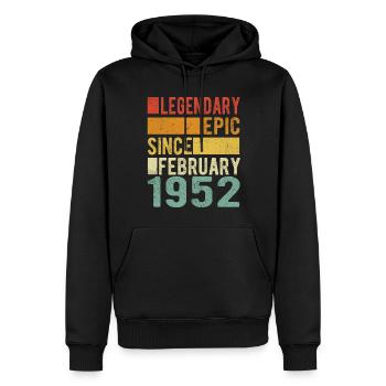 Geburtstag Februar 1952 Legendär Episch - Männer Premium Bio Hoodie - Schwarz - Vorne - Nico (187cm)