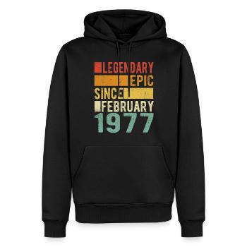 Geburtstag Februar 1977 Legendär Episch - Männer Premium Bio Hoodie - Schwarz - Vorne - Nico (187cm)