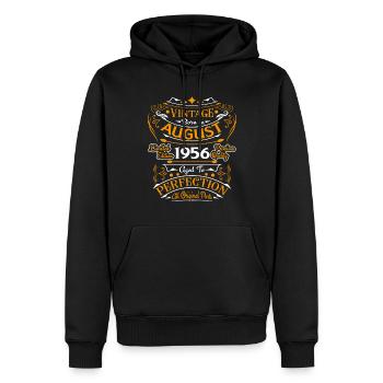 Vintage Birthday Gift Born in August 1956 - Men’s Premium Organic Hoodie - black - Front - Nico (187cm)