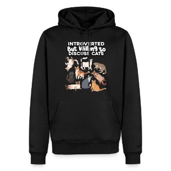 Chats introvertis, mais discutables - Sweat à capuche Premium bio Homme - noir - Devant - Nico (187cm)