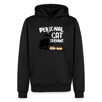 Chat personnel serviteur chat mangeur de nourriture pour chat - Sweat à capuche Premium bio Homme - noir - Devant - Nico (187cm)