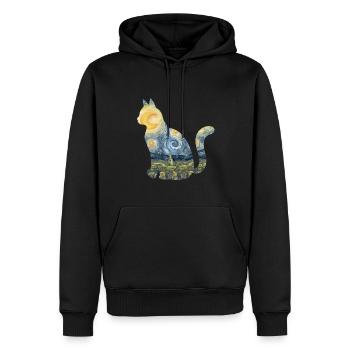 Mignon Chat Jouet Nuit Étoilée Fourrure - Sweat à capuche Premium bio Homme - noir - Devant - Nico (187cm)