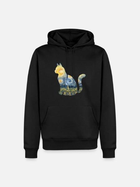 Sød kattelegetøj stjerneklar natpels - Herre Premium økologisk hoodie - sort