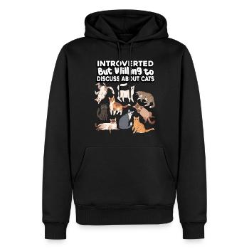 Introverti, mais prêt à parler des chats et - Sweat à capuche Premium bio Homme - noir - Devant - Nico (187cm)