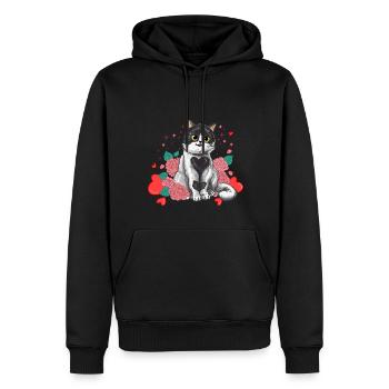 Mignon jouet pour chat Love Hearts Rose - Sweat à capuche Premium bio Homme - noir - Devant - Nico (187cm)