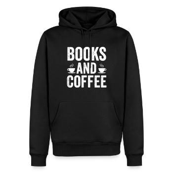 Books And Coffee - Men’s Premium Organic Hoodie - black - Front - Nico (187cm)