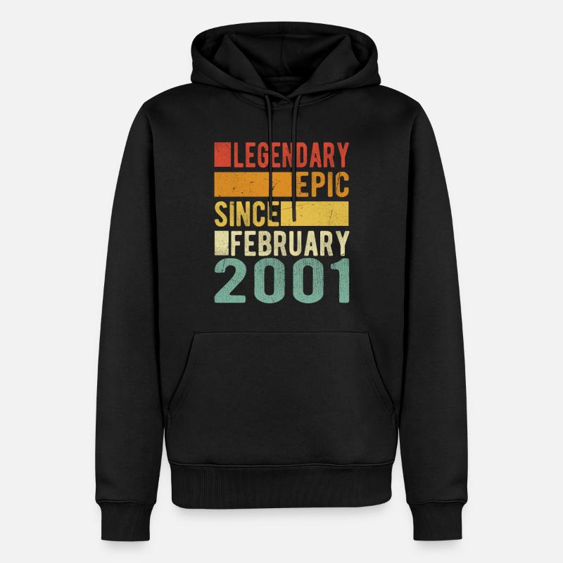Anniversaire Février 2001 Épopée légendaire - Sweat à capuche Premium bio Homme - noir
