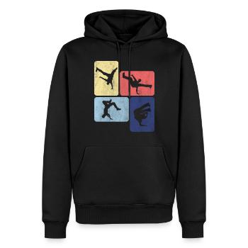 Retro Breakdance Breakdancer Dancing - Men’s Premium Organic Hoodie - black - Front - Nico (187cm)