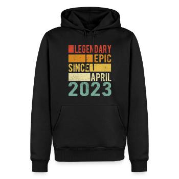 Geburtstag April 2023 Legendär Episch - Männer Premium Bio Hoodie - Schwarz - Vorne - Nico (187cm)