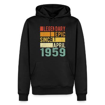 Geburtstag April 1959 Legendär Episch - Männer Premium Bio Hoodie - Schwarz - Vorne - Nico (187cm)