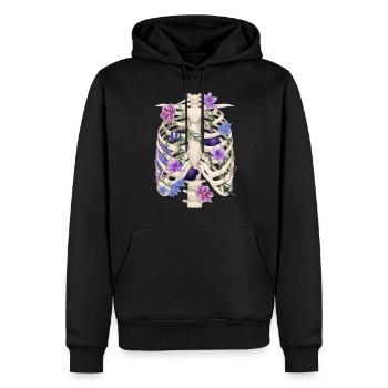 Rippchen mit Blüten - Männer Premium Bio Hoodie - Schwarz - Vorne - Nico (187cm)