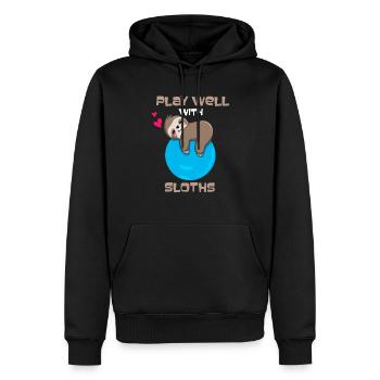 Jouez bien avec les autres plantes Sloth Whisperer - Sweat à capuche Premium bio Homme - noir - Devant - Nico (187cm)