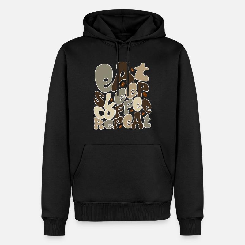 Manger Sommeil Café Répéter - Sweat à capuche Premium bio Homme - noir