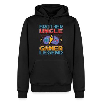 Frère Oncle Gamer Légende Jeux vidéo - Sweat à capuche Premium bio Homme - noir - Devant - Nico (187cm)