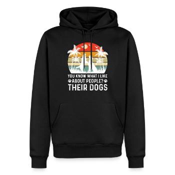 Sie wissen, was ich an Menschen mag, die ihre Hundeliebhaber sind - Männer Premium Bio Hoodie - Schwarz - Vorne - Nico (187cm)