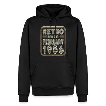 Anniversaire Février 1956 Cadeau rétro - Sweat à capuche Premium bio Homme - noir - Devant - Nico (187cm)