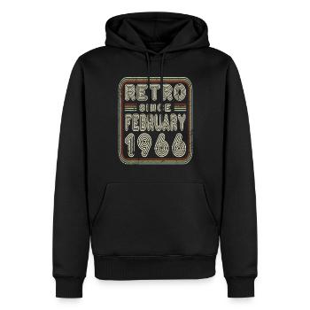 Anniversaire Février 1966 Retro Gift - Sweat à capuche Premium bio Homme - noir - Devant - Nico (187cm)