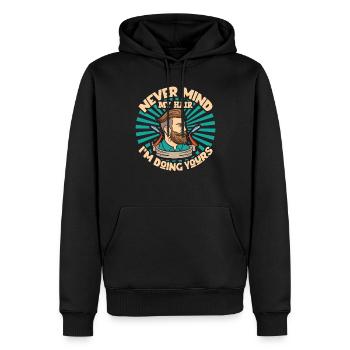 Barbe Barbier Coiffeur Coiffeur Salon de coiffure - Sweat à capuche Premium bio Homme - noir - Devant - Nico (187cm)