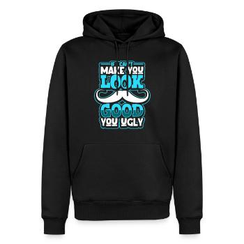 Barbe Barbier Coiffeur Coiffeur Salon de coiffure - Sweat à capuche Premium bio Homme - noir - Devant - Nico (187cm)