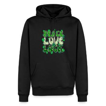 Saint Patrick Frieden Liebe Glück - Männer Premium Bio Hoodie - Schwarz - Vorne - Nico (187cm)