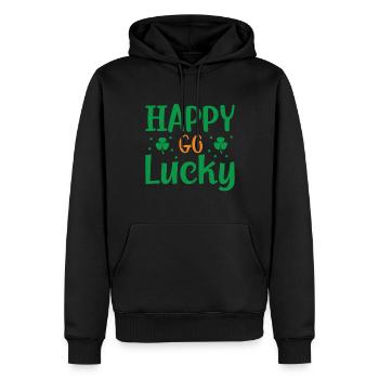 Happy Go Lucky - St. Patrick's Day - Männer Premium Bio Hoodie - Schwarz - Vorne - Nico (187cm)