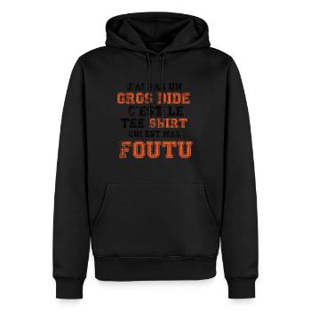 J'ai pas un gros bide - Sweat à capuche Premium bio Homme - noir - Devant - Nico (187cm)