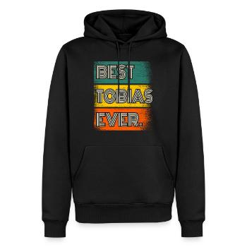 Tobias Nom Cadeau Citation Drôle - Sweat à capuche Premium bio Homme - noir - Devant - Nico (187cm)