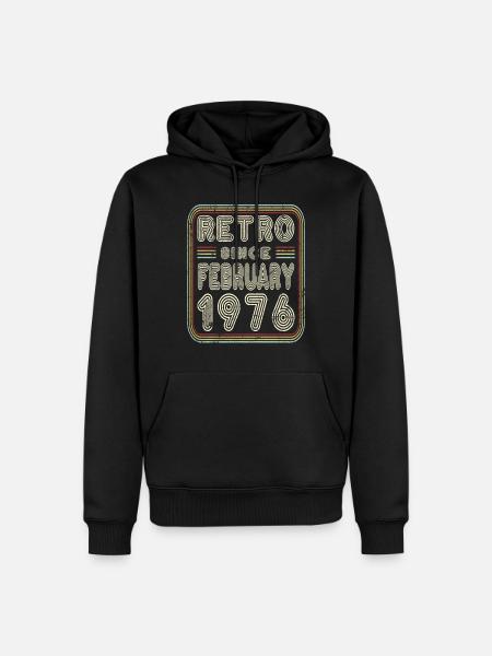 Anniversaire Février 1976 Cadeau Rétro - Sweat à capuche Premium bio Homme - noir