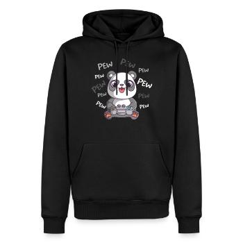 Pew Pew Pew Cute Panda Gamer Gaming - Men’s Premium Organic Hoodie - black - Front - Nico (187cm)
