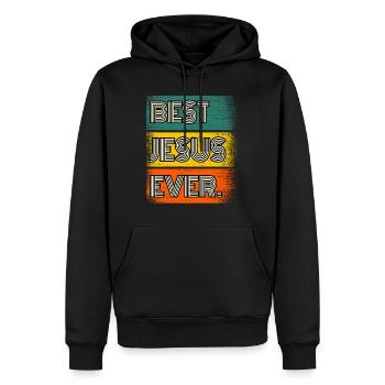 Nom de Jésus Cadeau Proverbe Drôle - Sweat à capuche Premium bio Homme - noir - Devant - Nico (187cm)