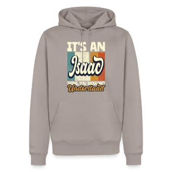 Name Isaac Geschenk Vorname Personalisiert - Männer Premium Bio Hoodie - Taupe - Vorne - Nico (187cm)