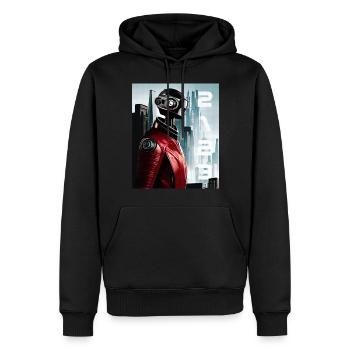 2123 - Männer Premium Bio Hoodie - Schwarz - Vorne - Nico (187cm)
